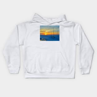 Iceboats at Dawn on Barnegat Bay, New Jersey. Kids Hoodie